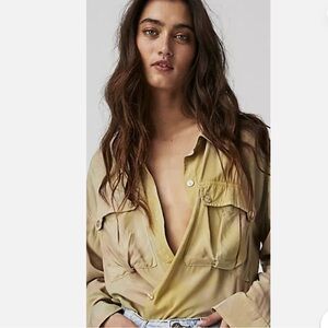 NWT Free People Hendrix Tie Dye Button Down Slouchy  Blouse Size Small & Medium